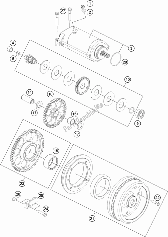 Alle onderdelen voor de Elektrische Starter van de KTM 1290 Super Adventure R TKC US 2019