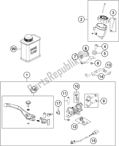 All parts for the Front Brake Control of the KTM 1290 Super Adventure R TKC US 2019