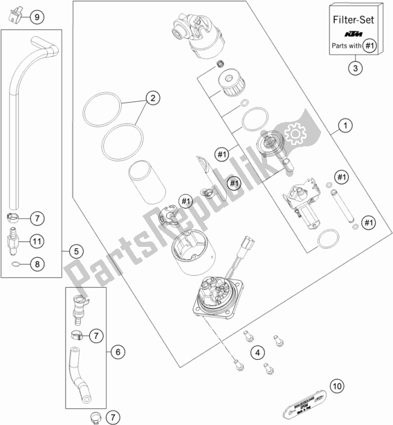 All parts for the Fuel Pump of the KTM 1290 Super Adventure R TKC US 2019