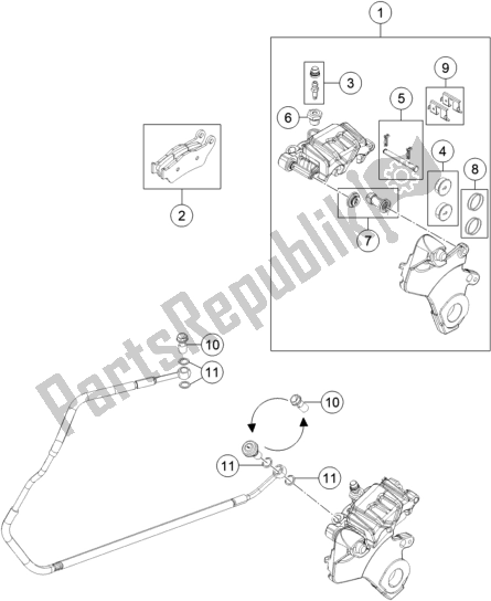 All parts for the Rear Brake Caliper of the KTM 1290 Super Adventure R TKC US 2019