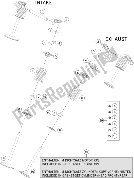 All parts for the Valve Drive of the KTM 1290 Super Adventure R TKC US 2019