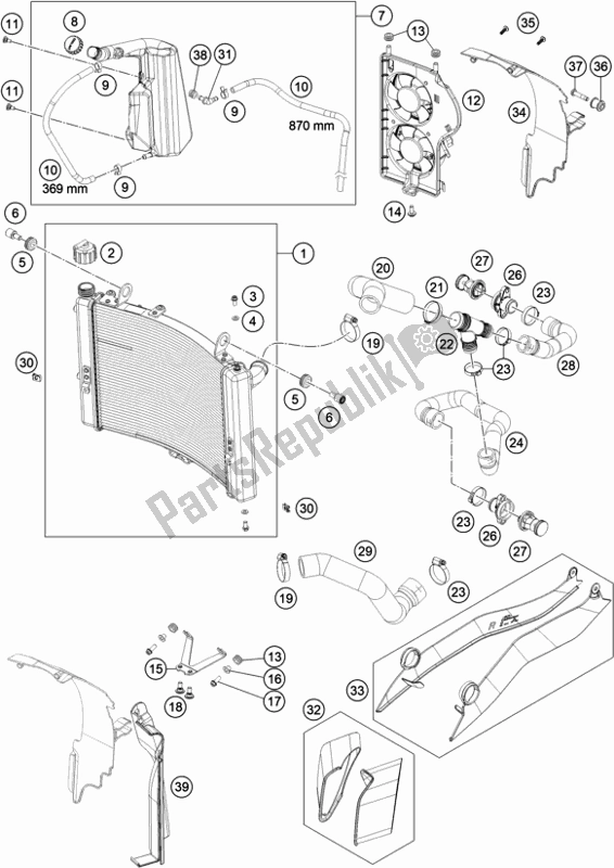 Todas las partes para Sistema De Refrigeración de KTM 1290 Super Adventure S,black EU 2018