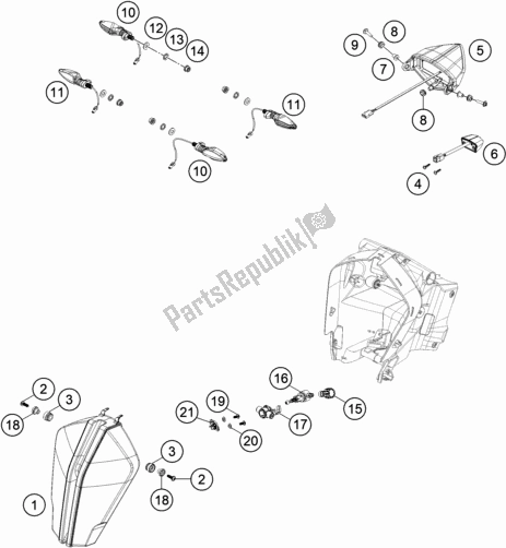 All parts for the Lighting System of the KTM 1290 Super Adventure S,black EU 2018