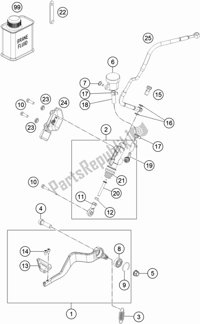 Tutte le parti per il Controllo Del Freno Posteriore del KTM 1290 Super Adventure S,black EU 2018