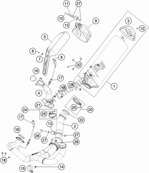 Wszystkie części do System Wydechowy KTM 1290 Super Adventure S,orange EU 2018