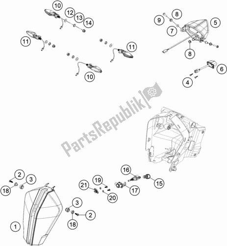 Tutte le parti per il Sistema Di Illuminazione del KTM 1290 Super Adventure S,orange EU 2018