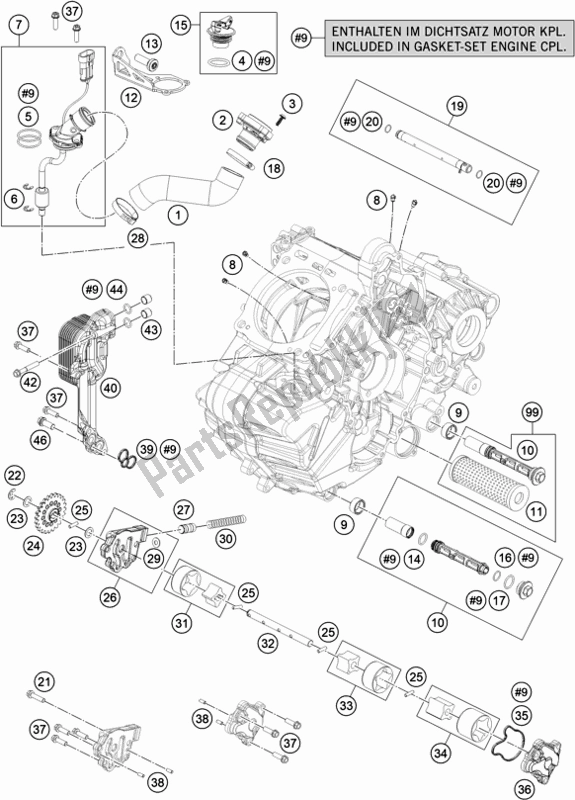 All parts for the Lubricating System of the KTM 1290 Super Adventure S,orange EU 2018