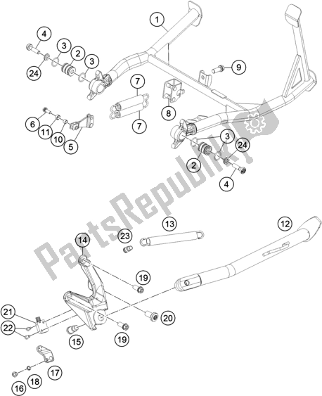 Tutte le parti per il Cavalletto Laterale / Centrale del KTM 1290 Super Adventure S,orange EU 2018