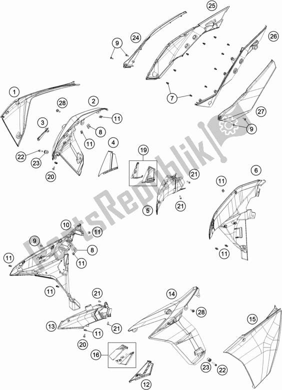 Toutes les pièces pour le Side Trim du KTM 1290 Super Adventure S,orange EU 2018