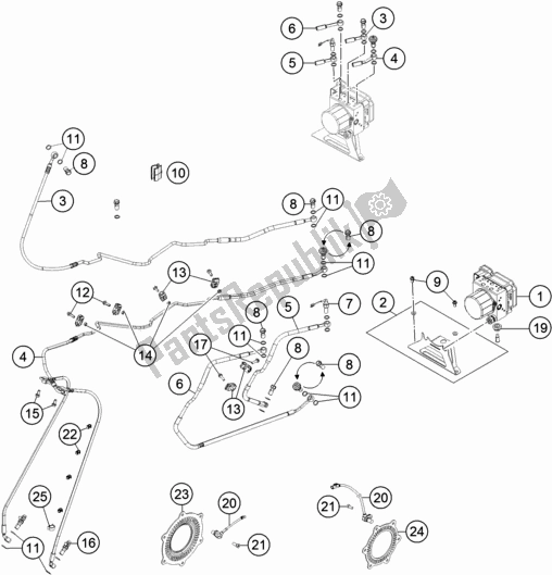 All parts for the Antiblock System Abs of the KTM 1290 Super Adventure S,orange EU 2019