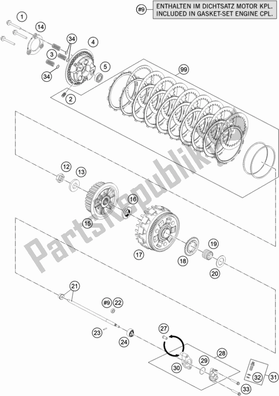 All parts for the Clutch of the KTM 1290 Super Adventure S,orange EU 2019