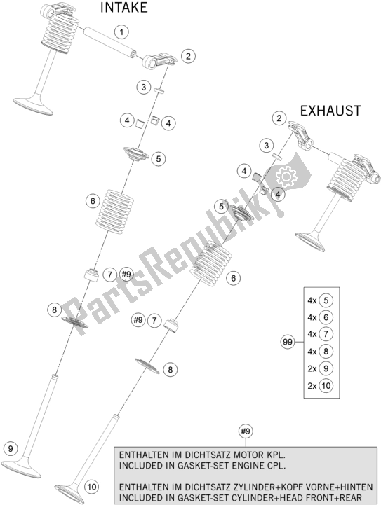 All parts for the Valve Drive of the KTM 1290 Super Adventure S,orange EU 2019