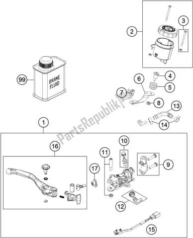 Wszystkie części do Front Brake Control KTM 1290 Super Adventure S,orange EU 2020