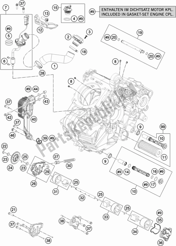 All parts for the Lubricating System of the KTM 1290 Super Adventure S,orange EU 2020