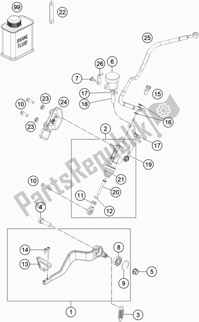 Todas las partes para Control De Freno Trasero de KTM 1290 Super Adventure S,orange EU 2020