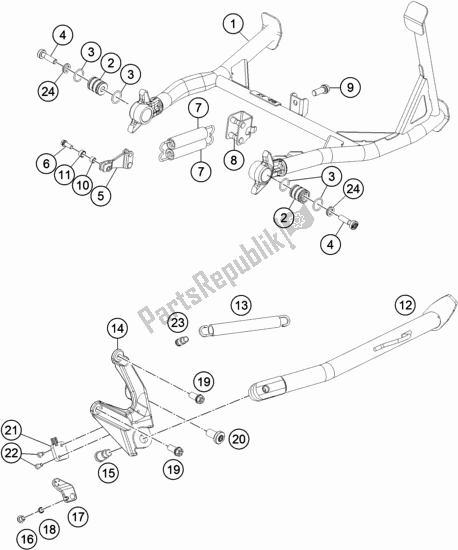 Todas las partes para Soporte Lateral / Central de KTM 1290 Super Adventure S,orange EU 2020