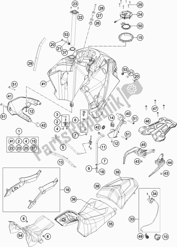 Todas las partes para Tanque, Asiento de KTM 1290 Super Adventure S,orange EU 2020