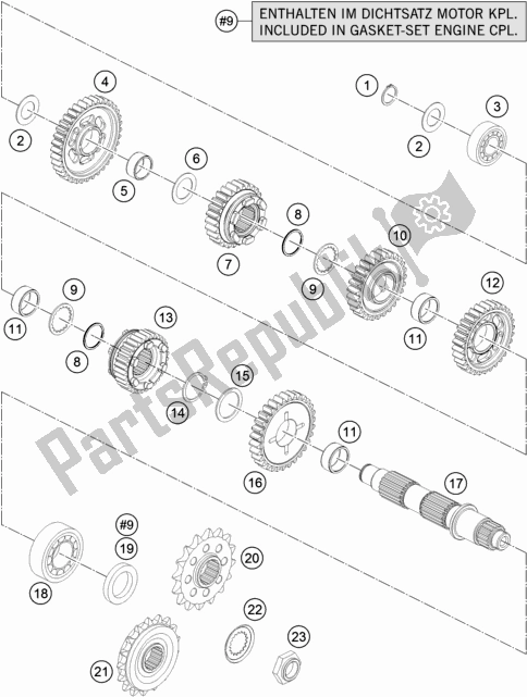 All parts for the Transmission Ii - Countershaft of the KTM 1290 Super Adventure S,orange EU 2020