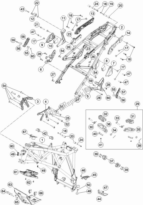 Tutte le parti per il Telaio del KTM 1290 Super Adventure S,orange US 2019