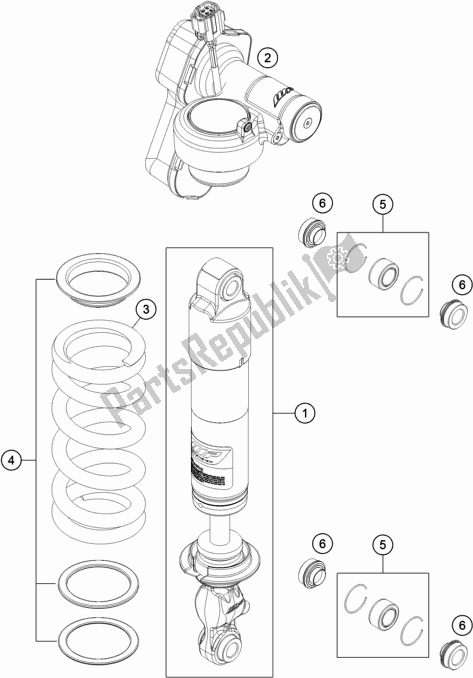 Tutte le parti per il Ammortizzatore Smontato del KTM 1290 Super Adventure S,orange US 2019