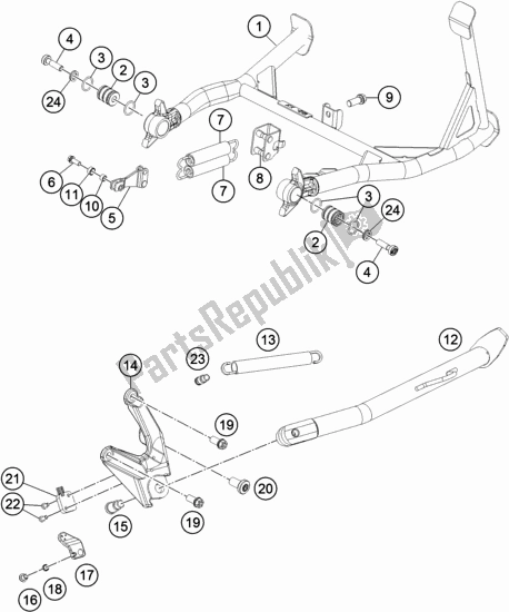 Todas las partes para Soporte Lateral / Central de KTM 1290 Super Adventure S,orange US 2019