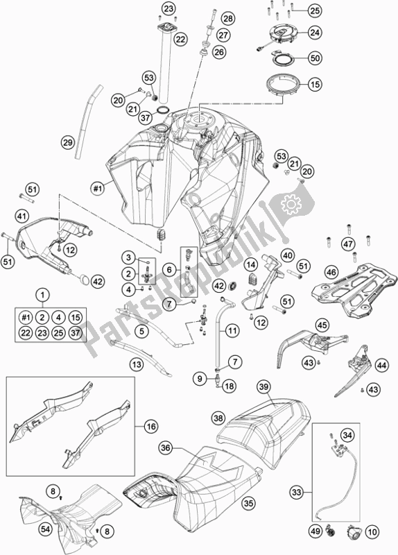 All parts for the Tank, Seat of the KTM 1290 Super Adventure S,orange US 2019