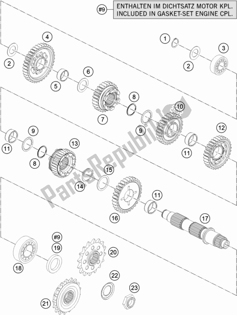 Todas las partes para Transmisión Ii - Contraeje de KTM 1290 Super Adventure S,orange US 2019