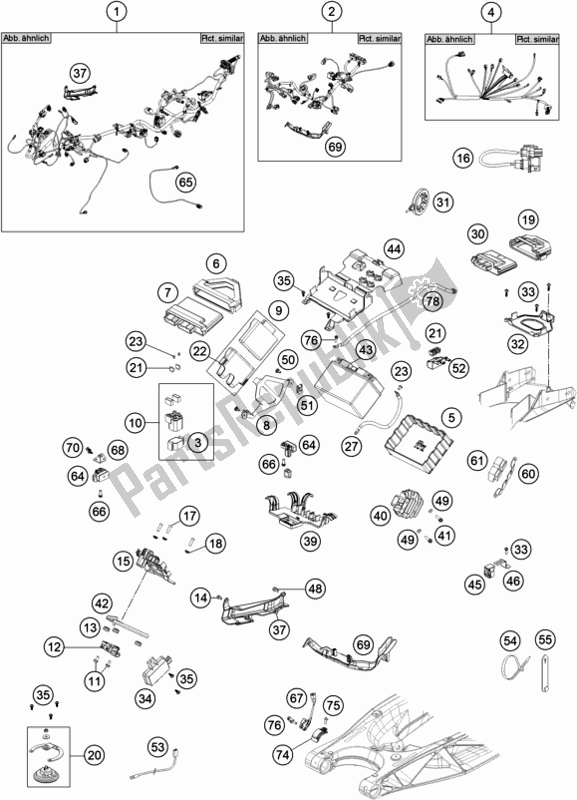 All parts for the Wiring Harness of the KTM 1290 Super Adventure S,orange US 2019