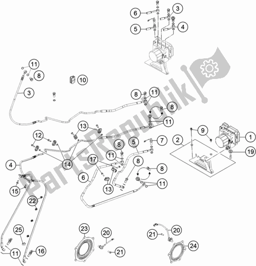 Tutte le parti per il Sistema Antibloccaggio Abs del KTM 1290 Super Adventure S,orange US 2020