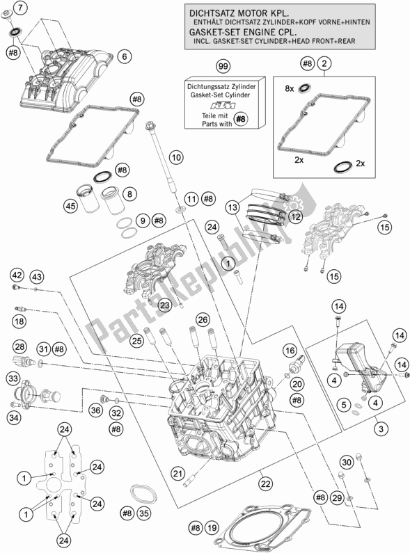 All parts for the Cylinder Head Front of the KTM 1290 Super Adventure S,orange US 2020