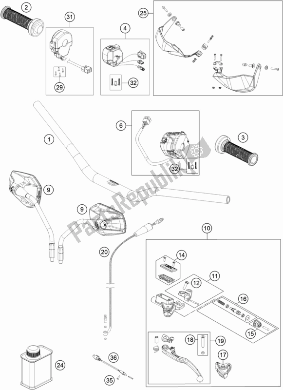 Tutte le parti per il Manubrio, Comandi del KTM 1290 Super Adventure S,orange US 2020