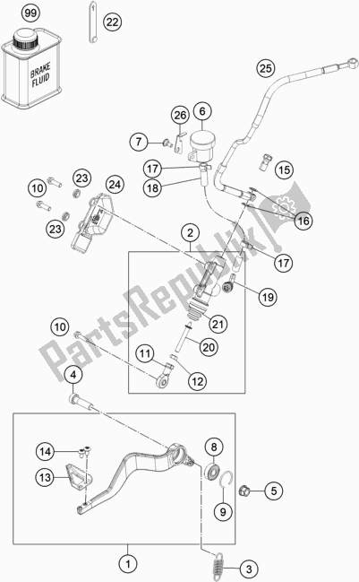 Todas las partes para Control De Freno Trasero de KTM 1290 Super Adventure S,orange US 2020