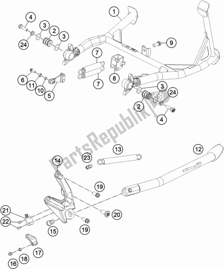 Tutte le parti per il Cavalletto Laterale / Centrale del KTM 1290 Super Adventure S,orange US 2020