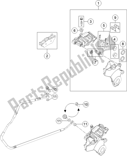 All parts for the Rear Brake Caliper of the KTM 1290 Super Adventure S,silver EU 2019