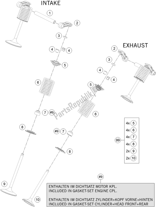 All parts for the Valve Drive of the KTM 1290 Super Adventure S,silver EU 2019