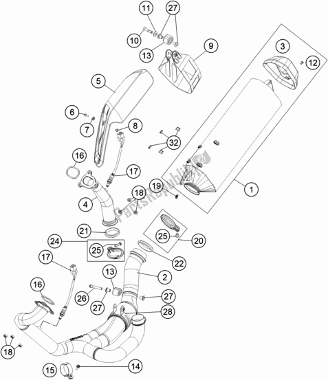 Todas as partes de Sistema De Exaustão do KTM 1290 Super Adventure S,silver EU 2020