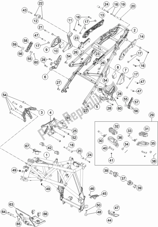 Tutte le parti per il Telaio del KTM 1290 Super Adventure S,silver EU 2020