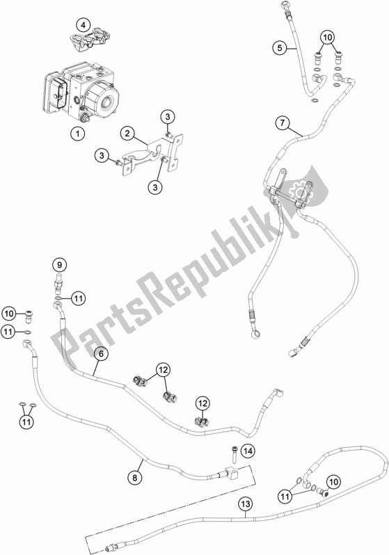 All parts for the Antiblock System Abs of the KTM 1290 Super Duke Gt,black 2019