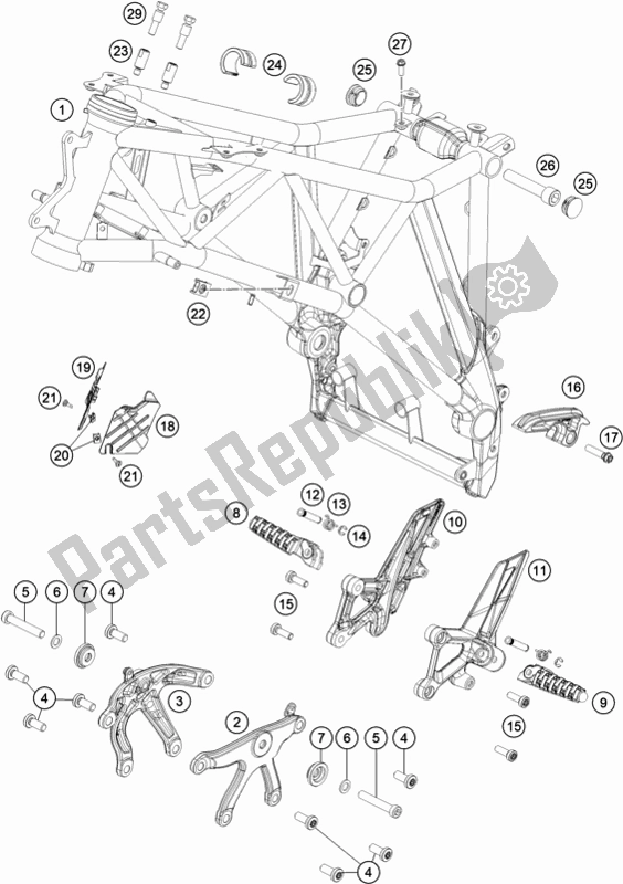 All parts for the Frame of the KTM 1290 Super Duke Gt,black 2019