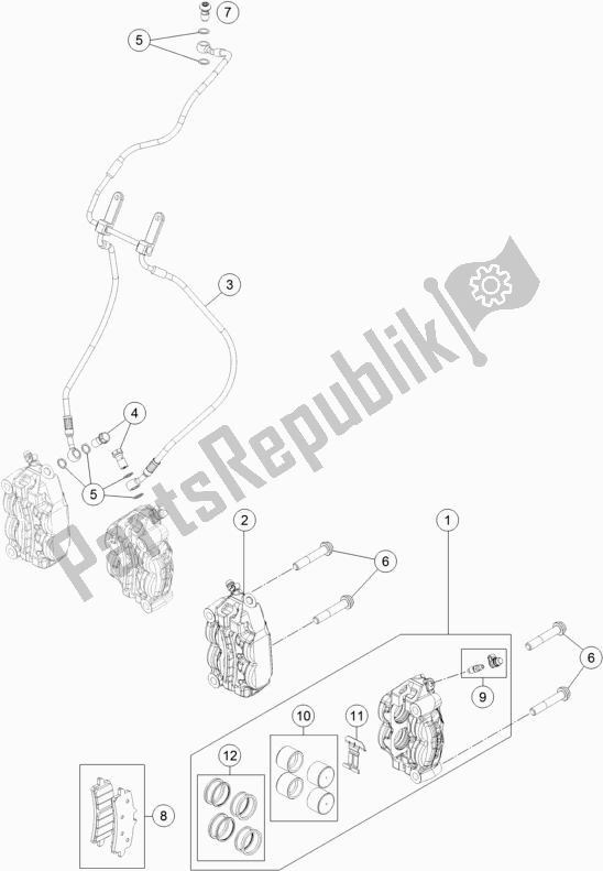 All parts for the Front Brake Caliper of the KTM 1290 Super Duke Gt,black 2019