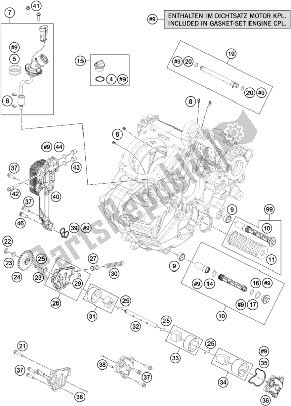 All parts for the Lubricating System of the KTM 1290 Super Duke Gt,black 2019