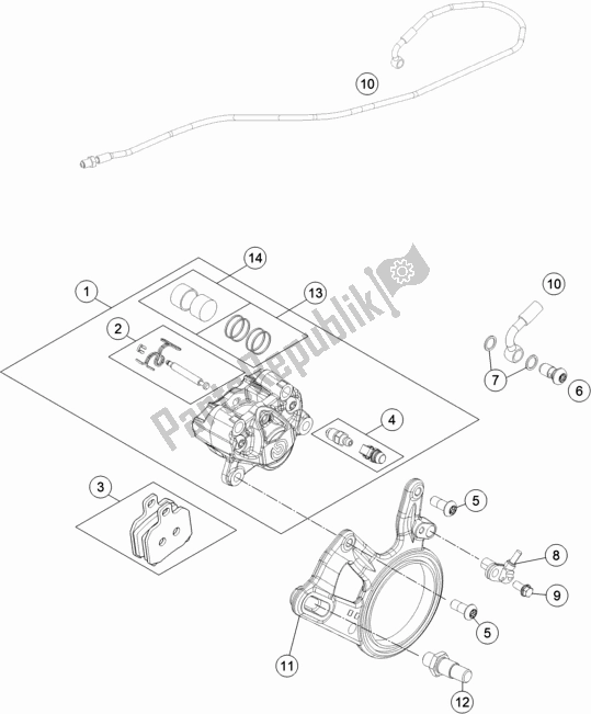 Alle onderdelen voor de Achter Remklauw van de KTM 1290 Super Duke Gt,black 2019