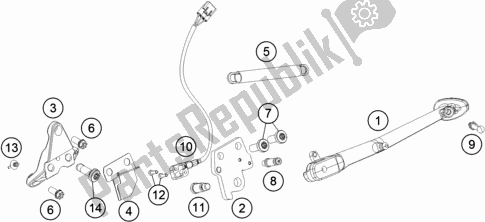 Tutte le parti per il Cavalletto Laterale / Centrale del KTM 1290 Super Duke Gt,black 2019