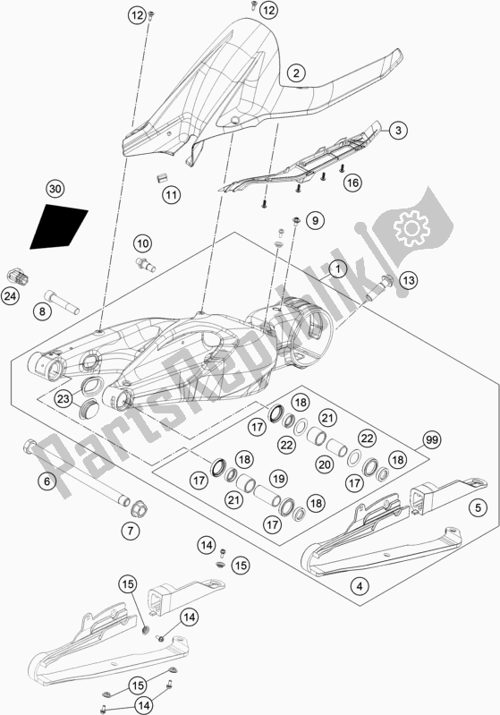 All parts for the Swing Arm of the KTM 1290 Super Duke Gt,black 2019