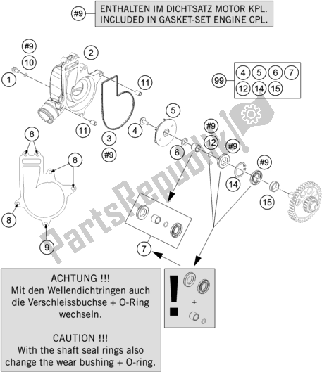 All parts for the Water Pump of the KTM 1290 Super Duke Gt,black 2019