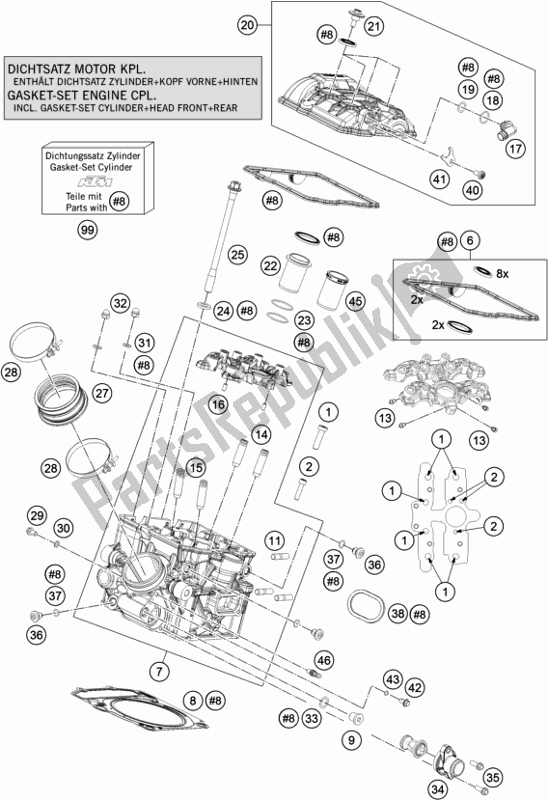 Todas las partes para Culata Trasera de KTM 1290 Super Duke Gt,black EU 2018