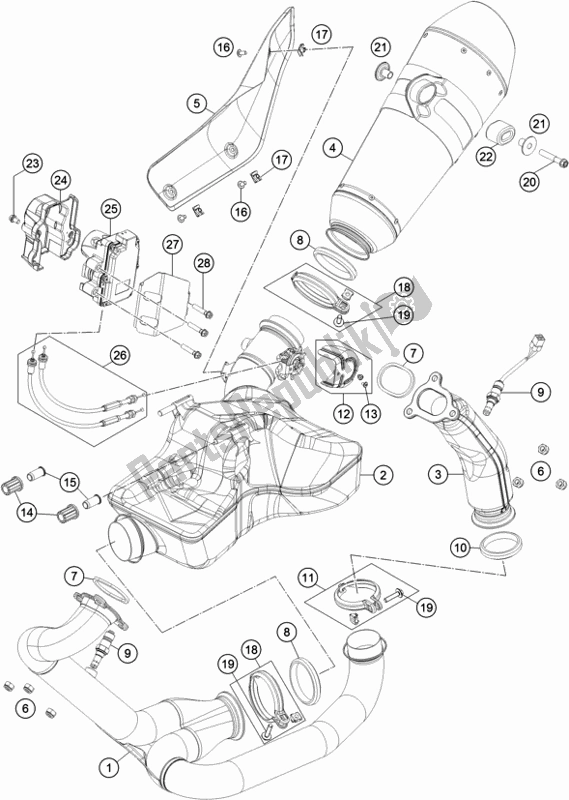 All parts for the Exhaust System of the KTM 1290 Super Duke Gt,black EU 2018