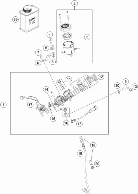 All parts for the Front Brake Control of the KTM 1290 Super Duke Gt,black EU 2018