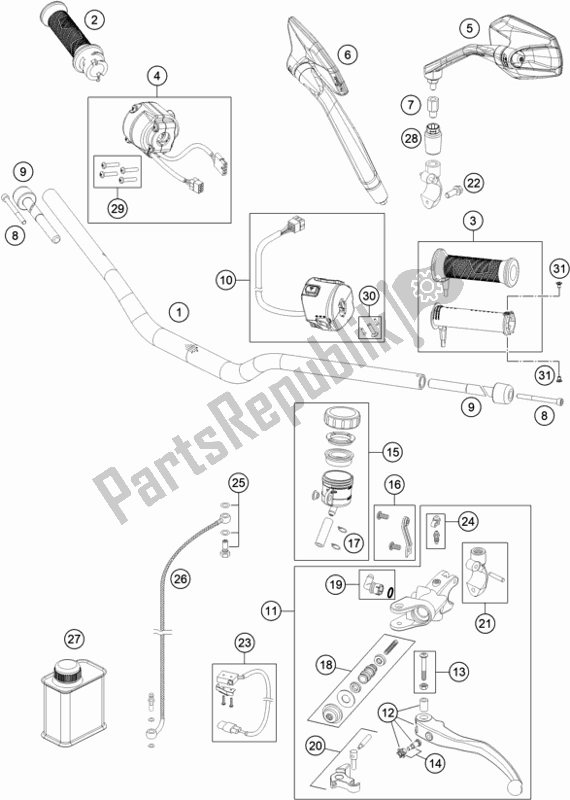 Todas las partes para Manillar, Controles de KTM 1290 Super Duke Gt,black EU 2018