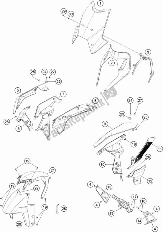 Alle onderdelen voor de Masker, Spatborden van de KTM 1290 Super Duke Gt,black EU 2018